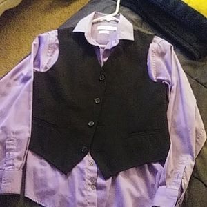 Boys long sleeve button up shirt, and vest.